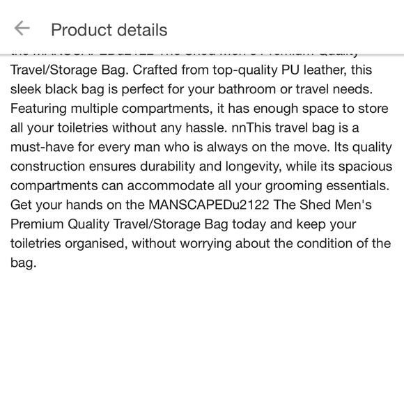 MANSCAPED THE SHED Toiletry Travel Bag Lightweight Black Brown Vegan Leather - Picture 10 of 11